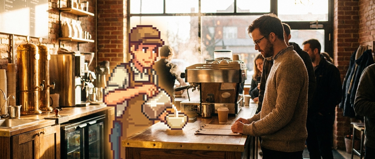 The 8-bit Barista, a pixel sprite